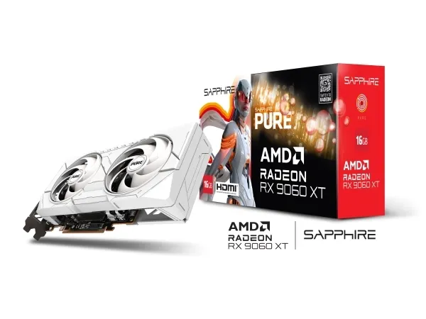 Sapphire Pure RX 9060 XT - Grafikkort - Radeon RX 9060 XT - 16 GB GDDR6 - PCIe 5.0 x16 - DisplayPort, 2 x HDMI