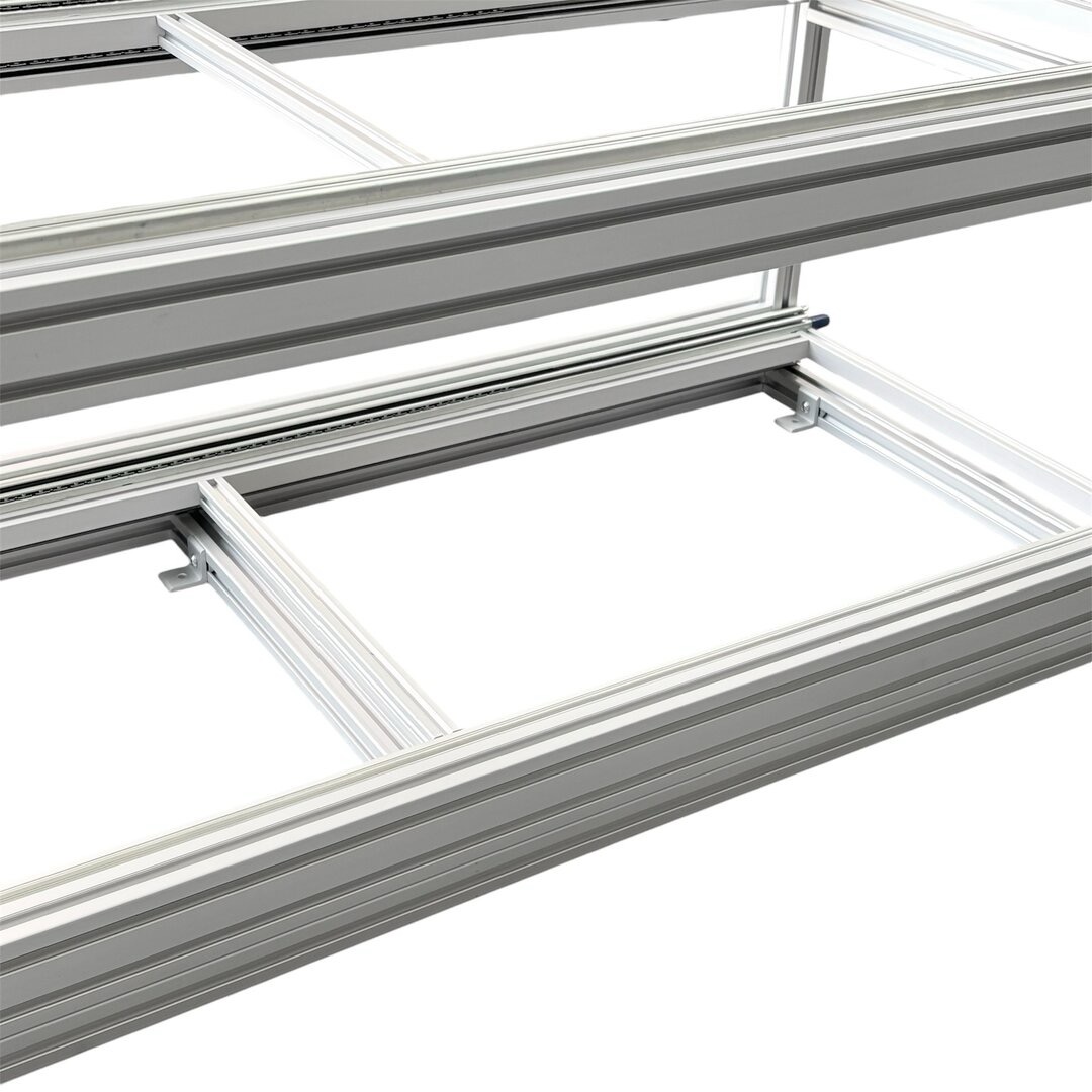 Aluminium dubbel schuifframe met 6 open bakken - 80x60 cm