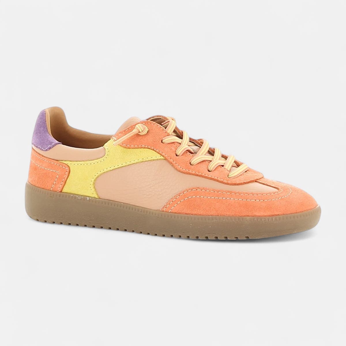Baskets basses Femme en cuir corail