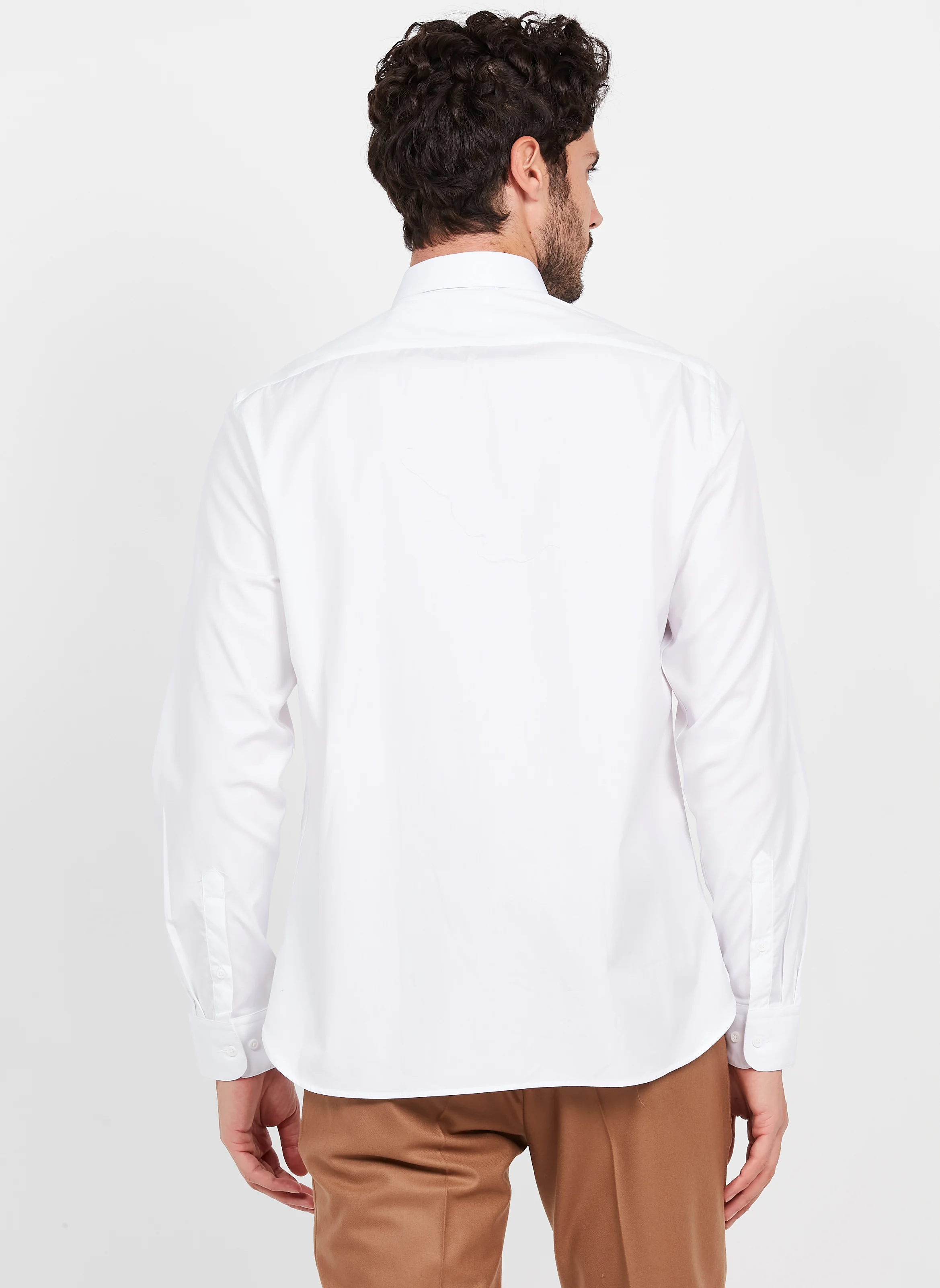 Chemise col classique regular-fit en coton| Blanc