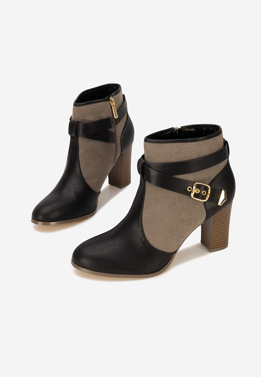Bottines à gros talon noires Elbada