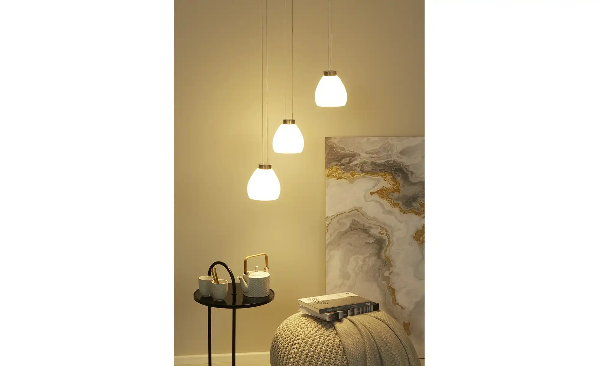 HELL-höllisch gutes Licht LED-Pendelleuchte, 3-flammig, Rondell, Nickel-matt