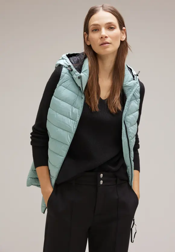 Glänzende Kurz-Steppweste - polar mint