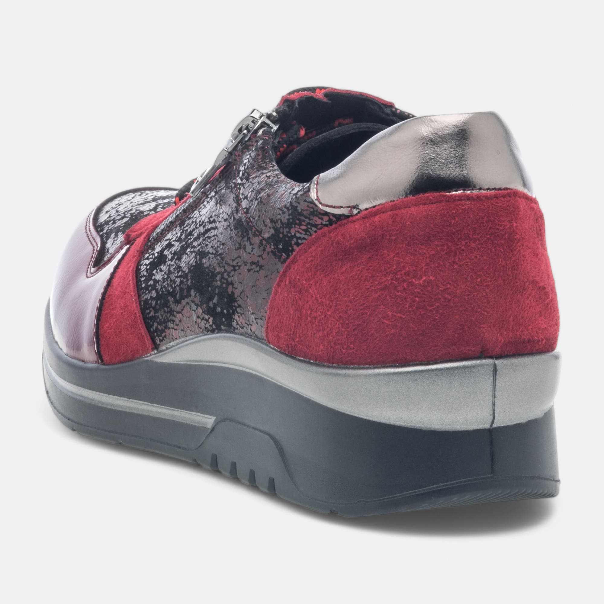Derbies pieds sensibles Femme en cuir rouge
