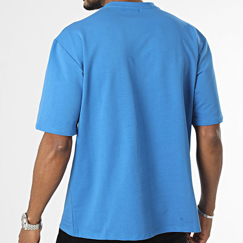 Tee Shirt Oversize Large A Poche Poitrine Bleu