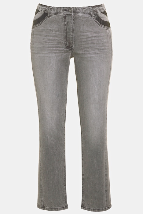 Jeans Sammy, schmale 5-Pocket-Form, Lederoptik-Details