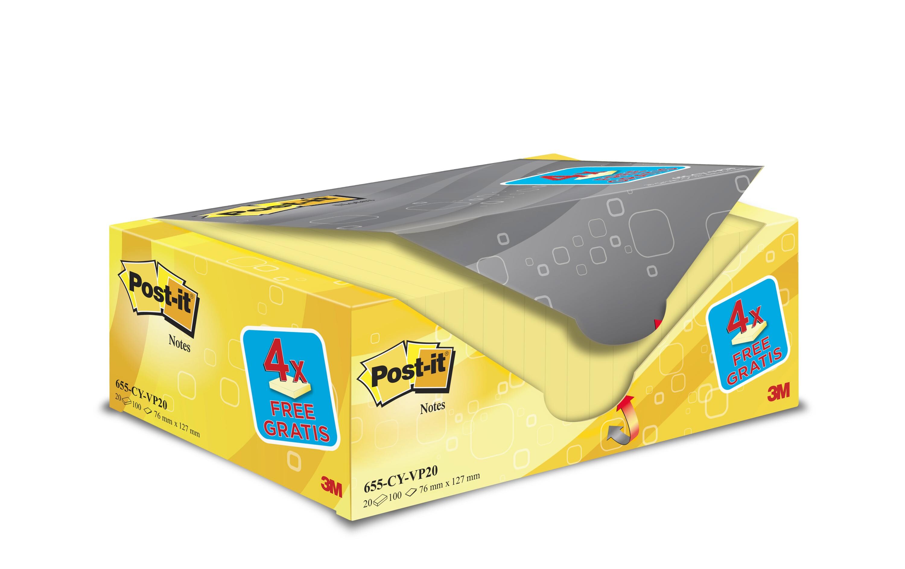Notizzettel Post-it 7.6 cm x 12.7 cm Gelb, 20 BlockePost-it Haftnotizen gelb