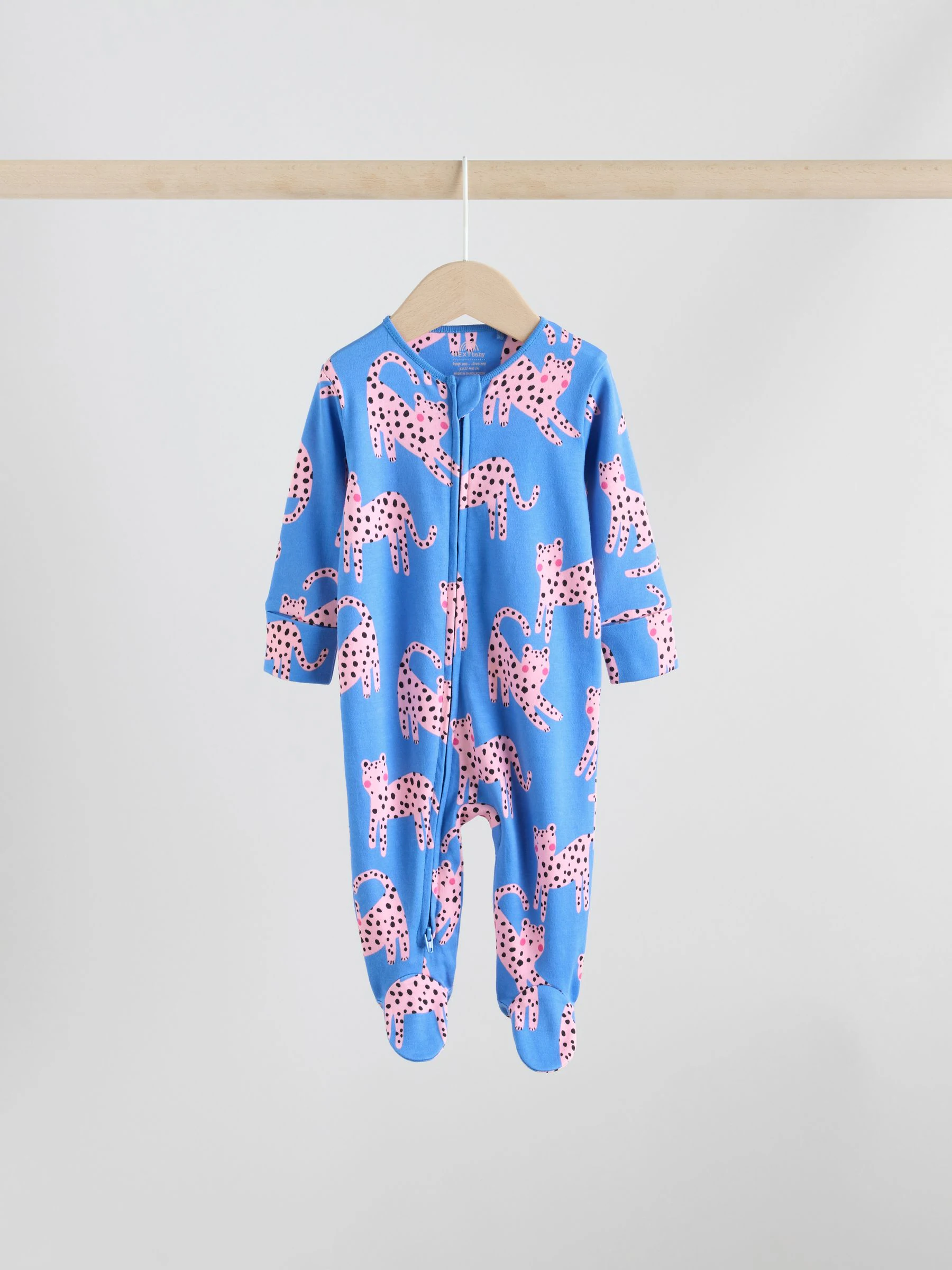 Blauw/roze met karakteristieke dierenprint - 3 Pack Baby-pyjama's met tweewegrits (0mnd -2jr)