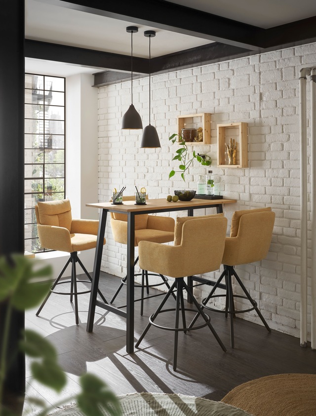 Stolkom Bartisch »Kent Eiche Massivholz geölt, Hochtisch BxHxT 120x104x60 cm« Industrial Style Eiche Massivholz geölt durchgehende Lamelle