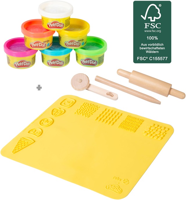 roba® Kindersitzgruppe »Play-Doh Schulpult« Set,  inkl. 3D-Kreativmatte, 6 Knetdosen, Schürze