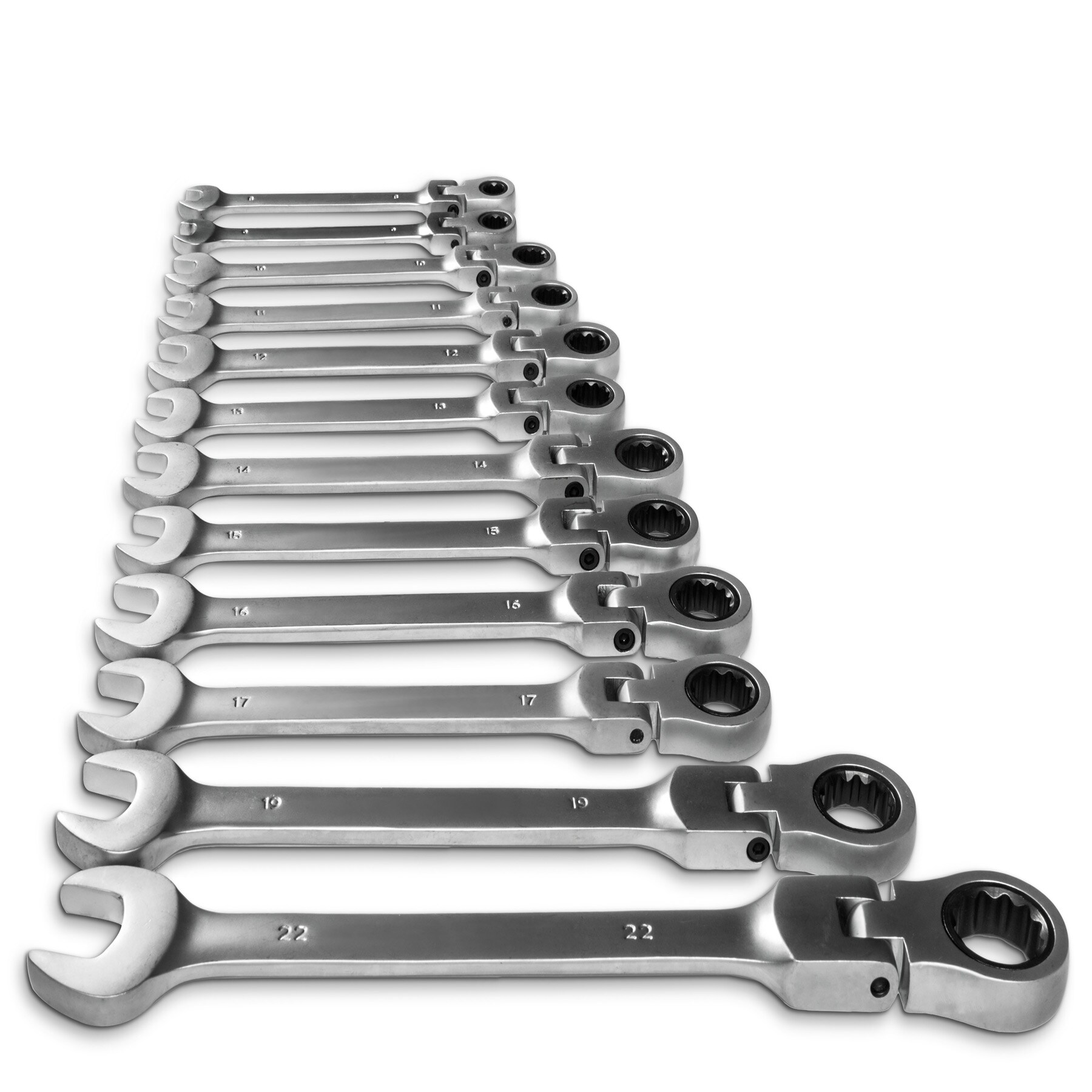 tectake® Ratschenschlüsselsatz, 12-teilig, 8 - 22 mm, 72 Zahn-Getriebe, inklusive Kunststoffkoffer