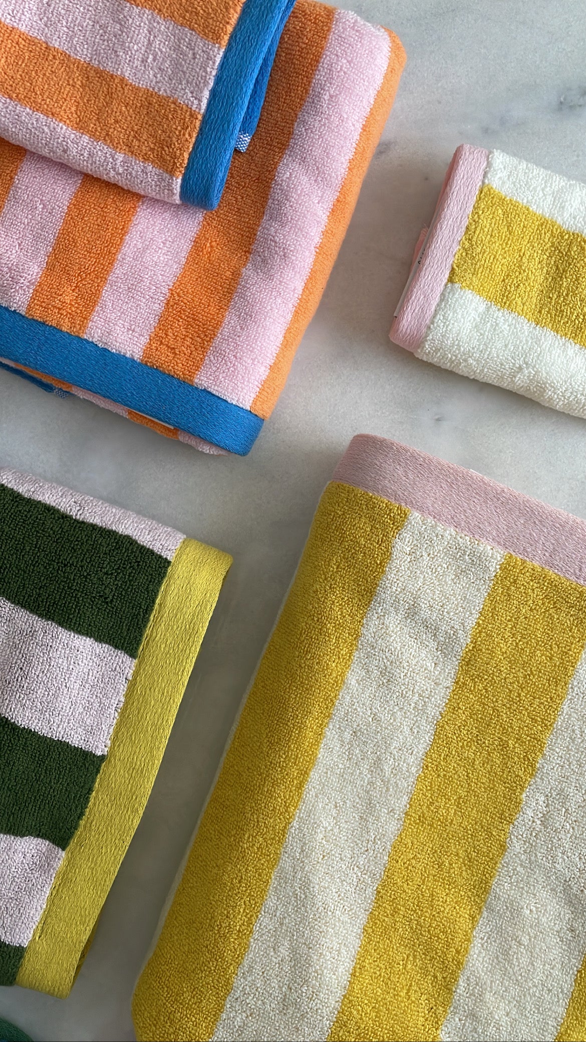 Bahne Interior  Stripe håndklæde - Yellow/Off White/Blush