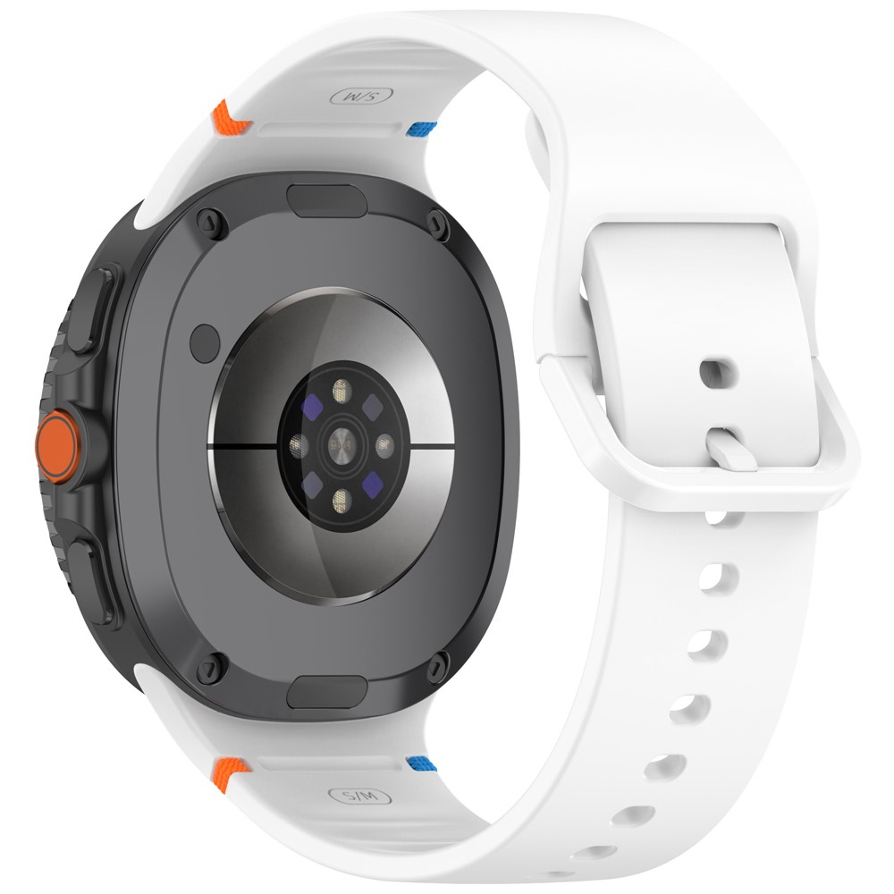 Samsung Galaxy Watch 8 (40mm) (Gr. L) Silikon Armband mit dekorativer Naht und Dornschliesse - Weiss