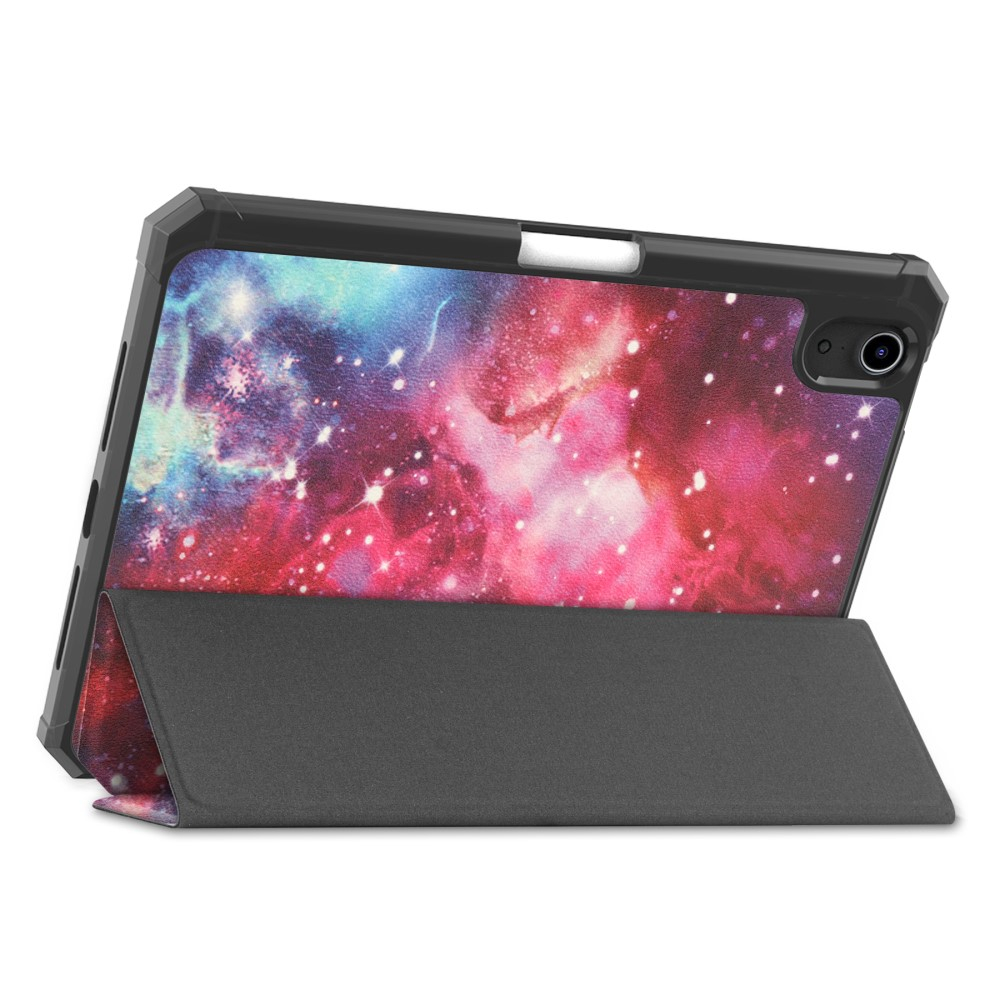iPad Mini 7 (2024) / Mini 6 (2021) Leder Tasche Smart Cover Schutzhülle   Apple Pencil Halterung - Galaxie