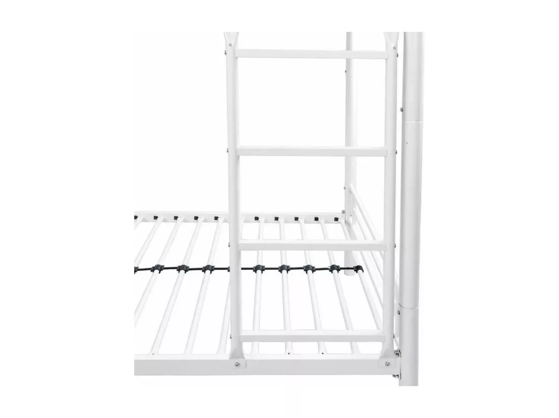 Lits superposés séparables en métal - Blanc - Sommiers inclus - 2 x 90 x 190 cm - ABBY