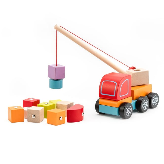 Cubika - Krannwagen mit magnetischen Holzklötzen - 11tlg.