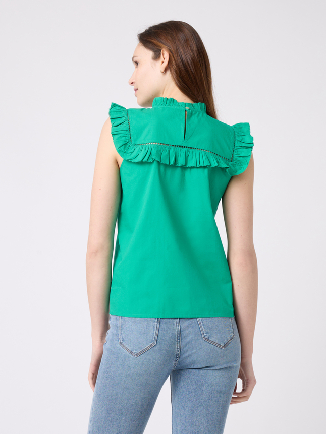 Blouse brodée sans manche