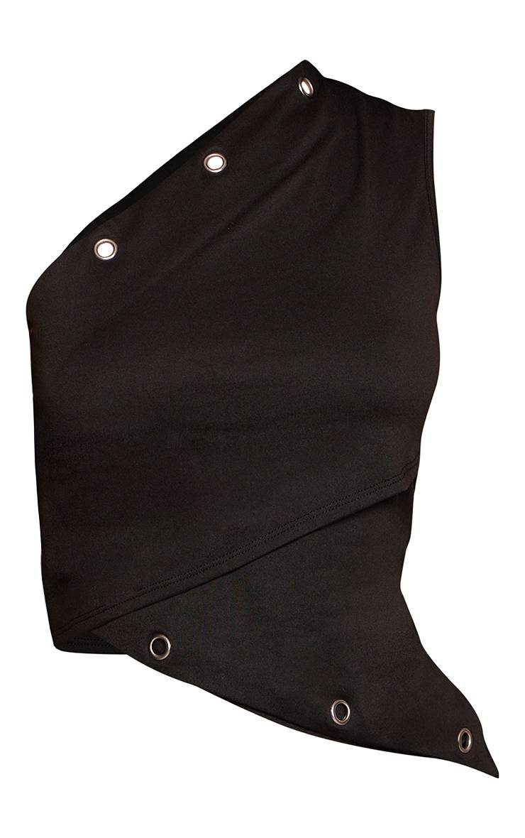 Noir Haut Petite Asymétrique Une Épaule Avec Détails Œillets Co-ord