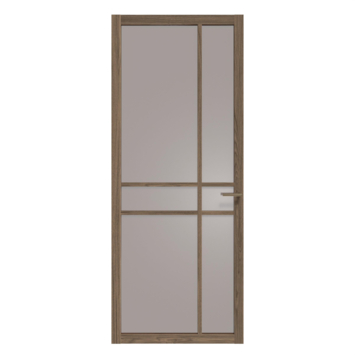 Arne & Bodil binnendeur ABE105 brons glas - donker eiken houtlook afwerking