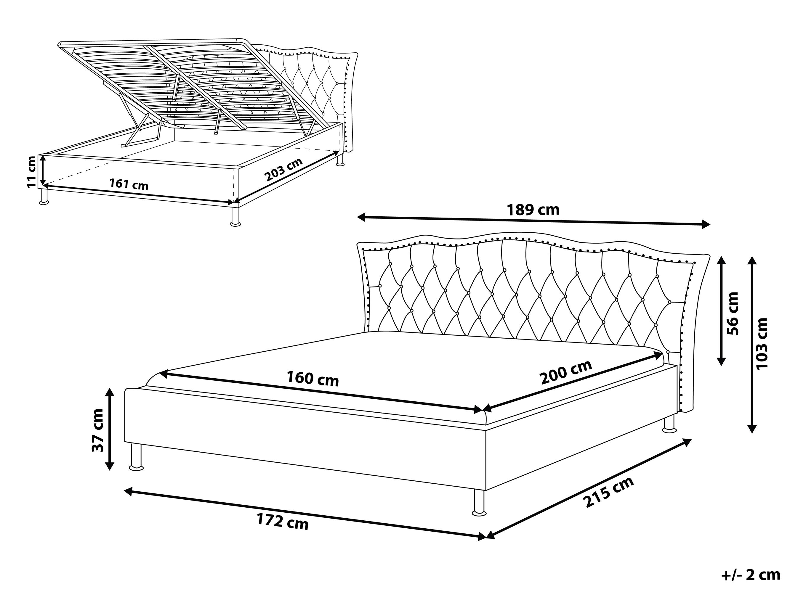 Bed met opbergruimte Fluweel METZ 160 x 200 cm Donkergrijs