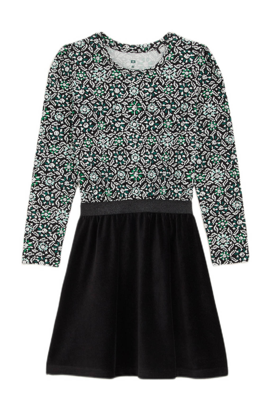 WE Fashion jurk met all over print zwart/wit