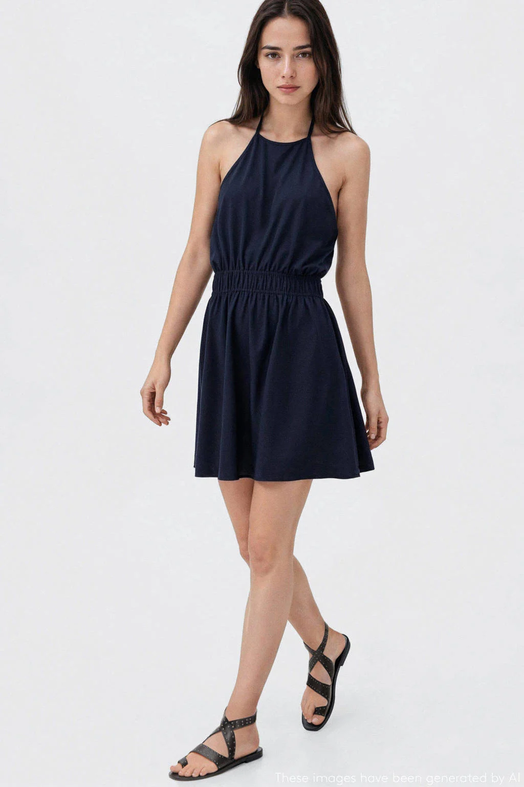 MANGO TEEN halterjurk donkerblauw