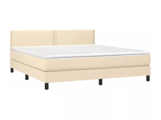Sommier tapissier avec matelas et LED Crème 180x200 cm Tissu