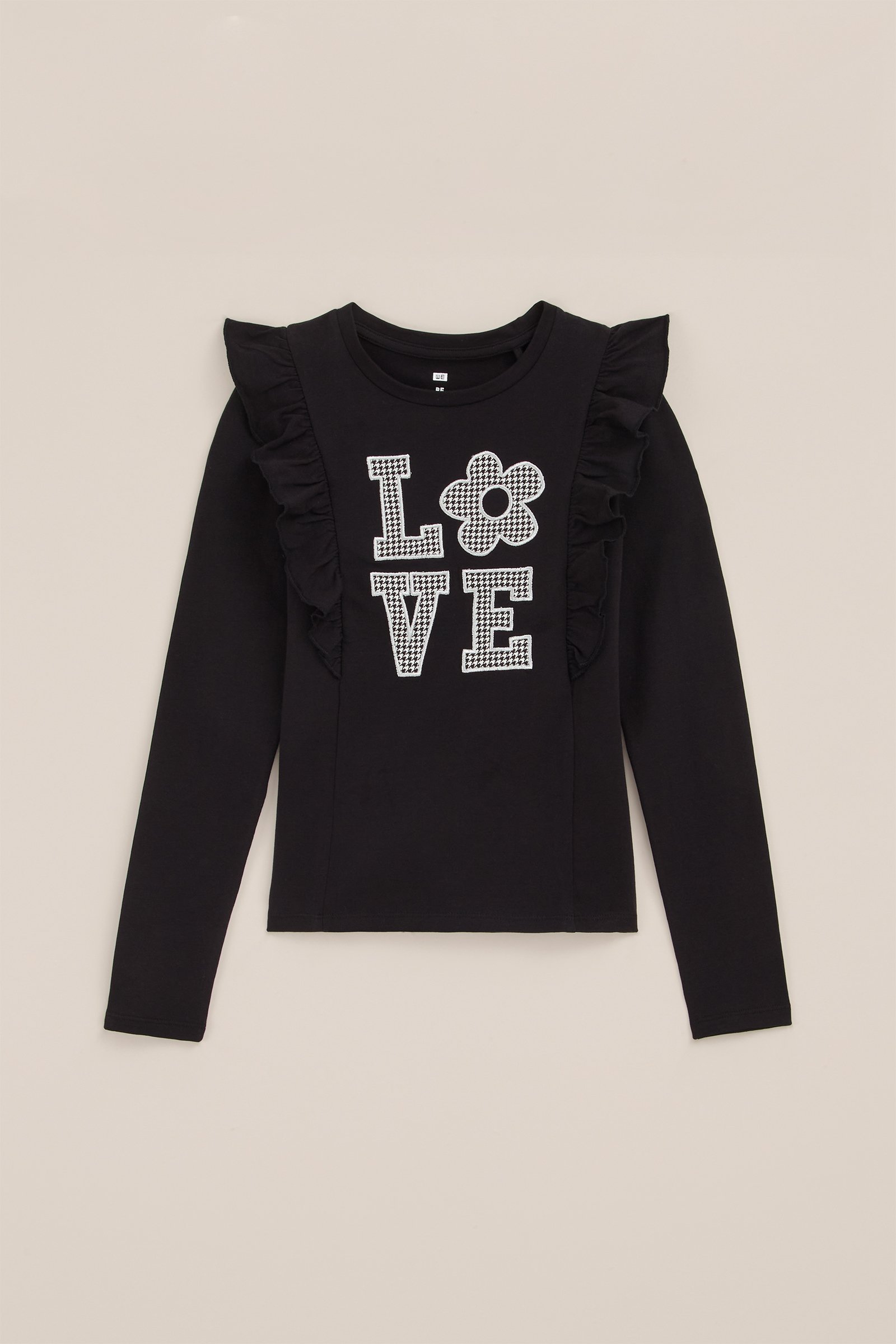 Meisjes T-shirt met embroidery WE Fashion Zwart
