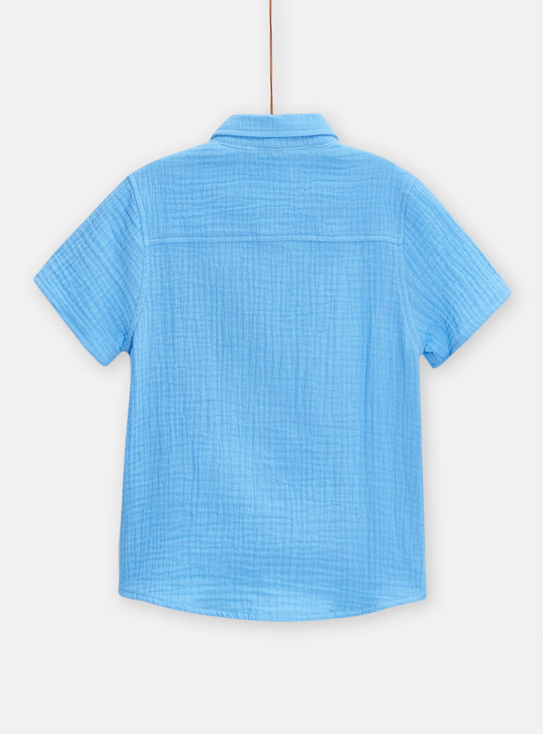 Chemise bleu en gaze de coton pour garçon