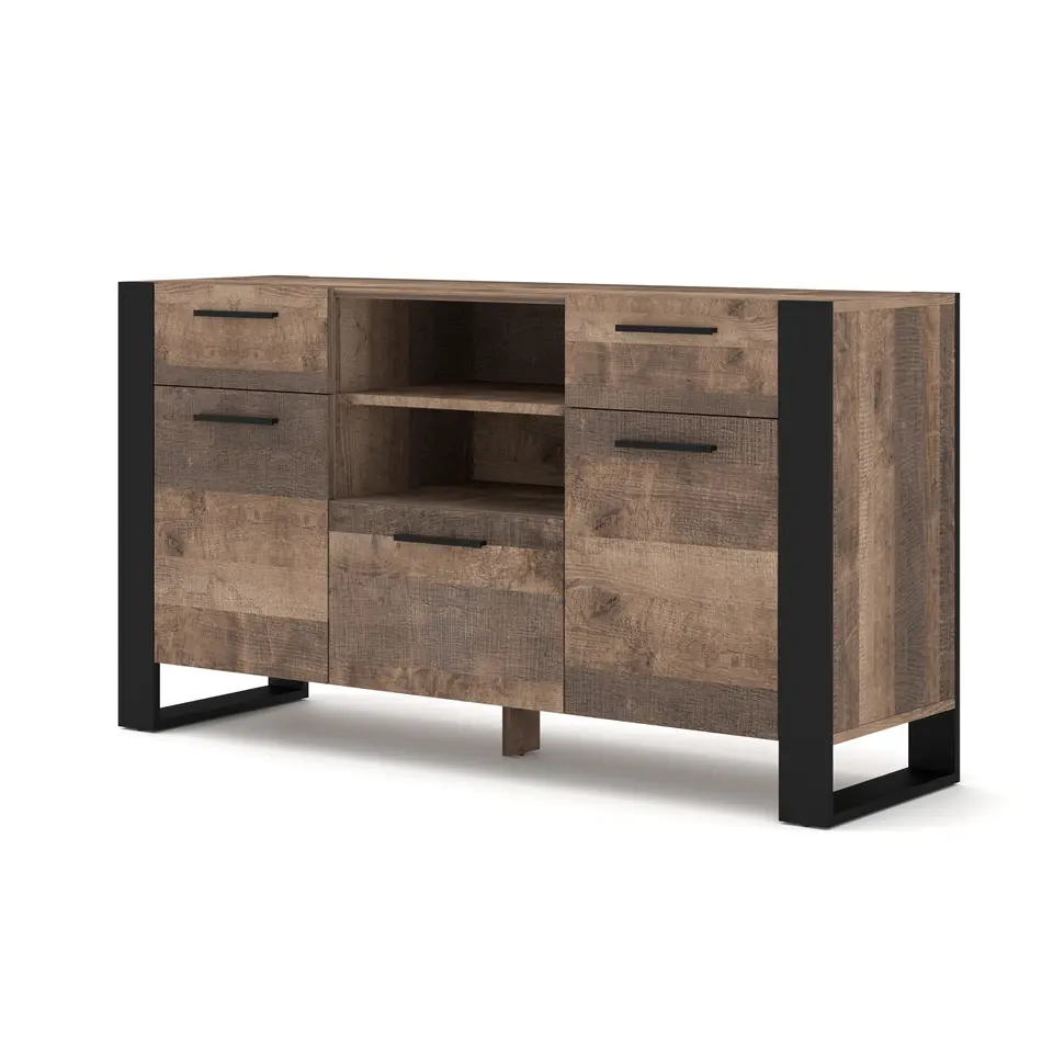 NUKA C dressoir 155 cm zwart grange eiken