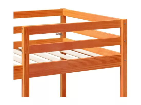 Lit mezzanine avec bureau et chaises brun cire 80x200 cm pin