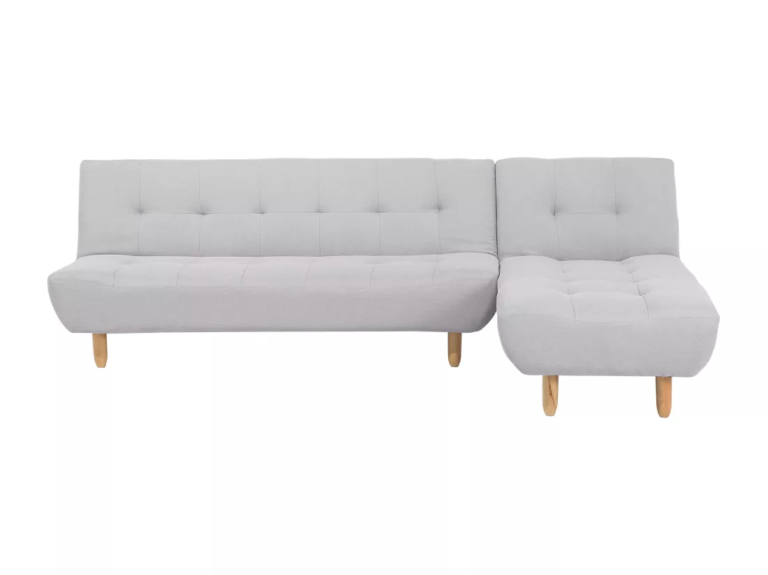 Canapé angle à droite convertible en tissu gris clair 4 places ALSTEN