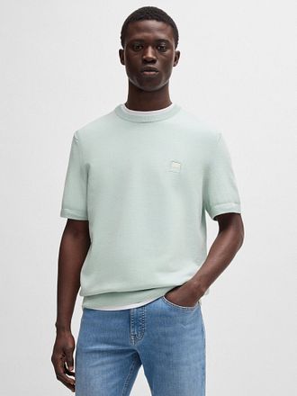 BOSS Knitted T-shirt Kanache Lichtblauw 50538267-474 kopen