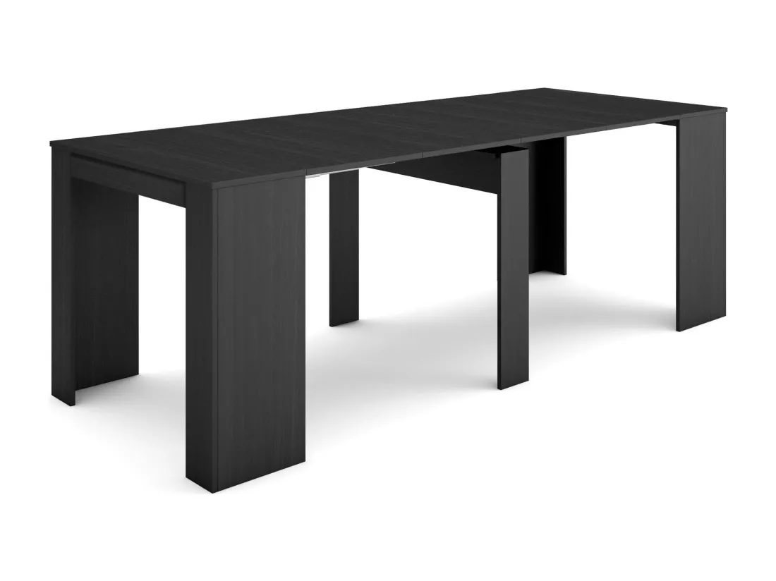 Table console extensible, 220, Pour 10 personnes, Table à Manger, Noir