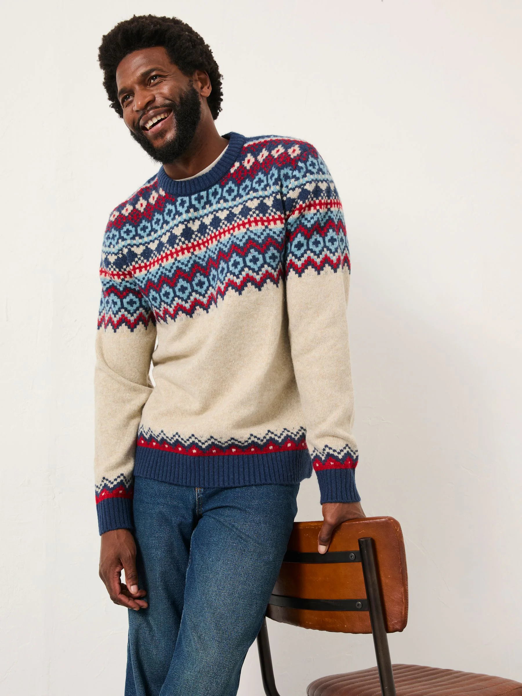 FatFace Knitted Fairisle Crew Jumper