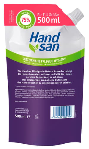 Hand san Flüssigseife Natural Lavender im Nachfüllbeutel