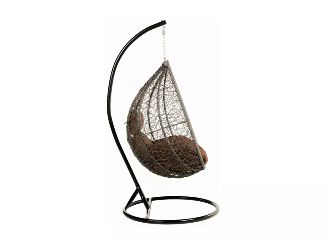 HOME DELUXE - Chaise suspendue CIELO - gris, hauteur 200 cm - avec cadre, coussins d'assise et de dossier I chaise suspendue en polyrotin balançoire de jardin panier suspendu