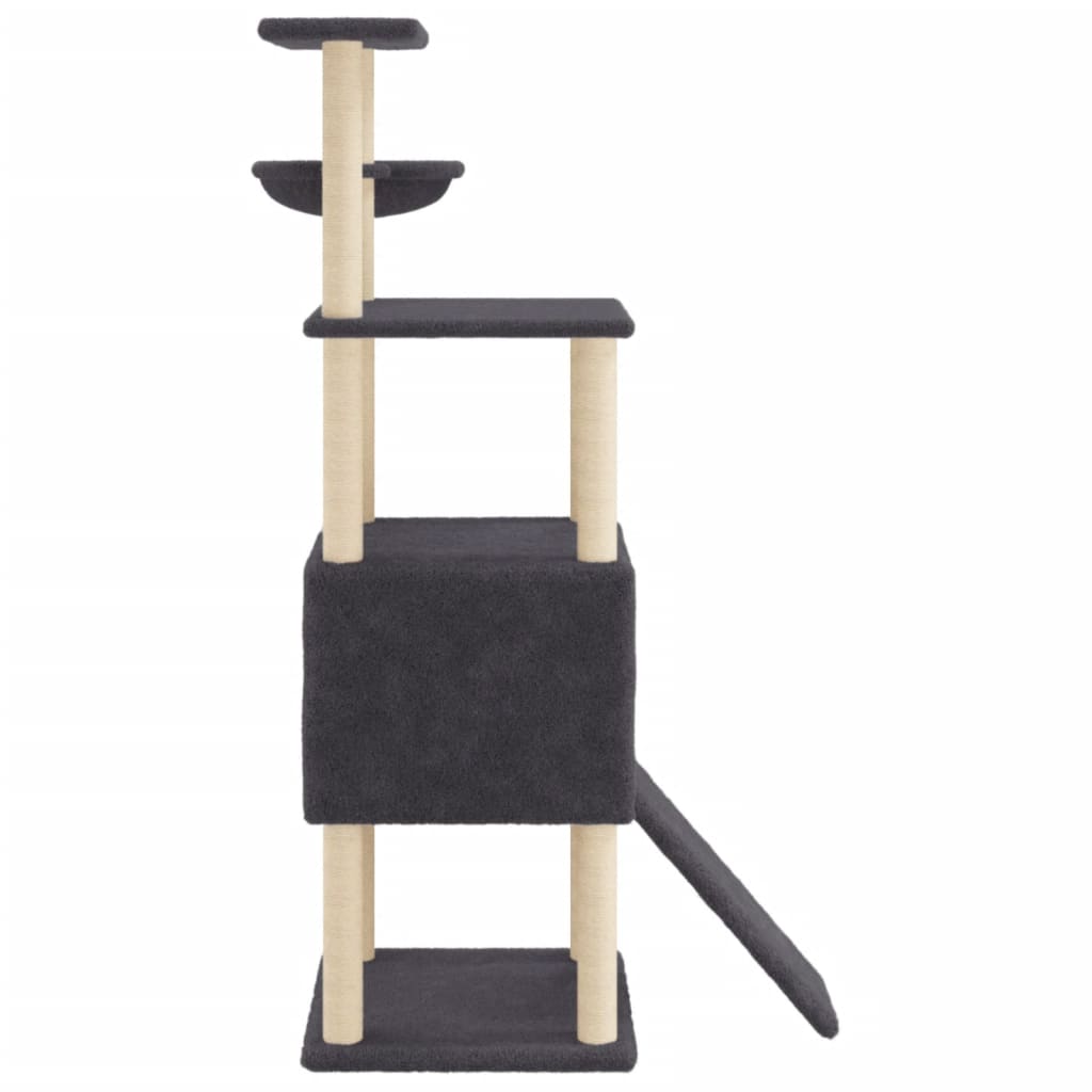 Arranhador para gatos vidaXL com hastes de sisal cinza escuro, 153 cm