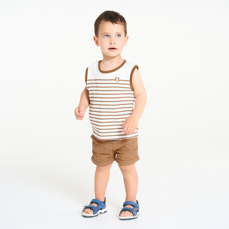 Débardeur jersey rayé marron bébé garçon Marron