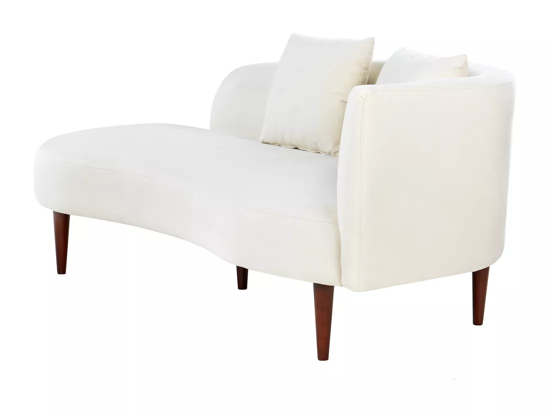 Chaise longue côté droit en velours blanc crème CHAUMONT