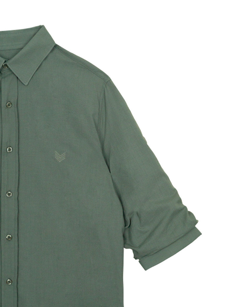 HBT CHEMISE HOMME CHARLIE COTON MANCHES 3/4 VERTE