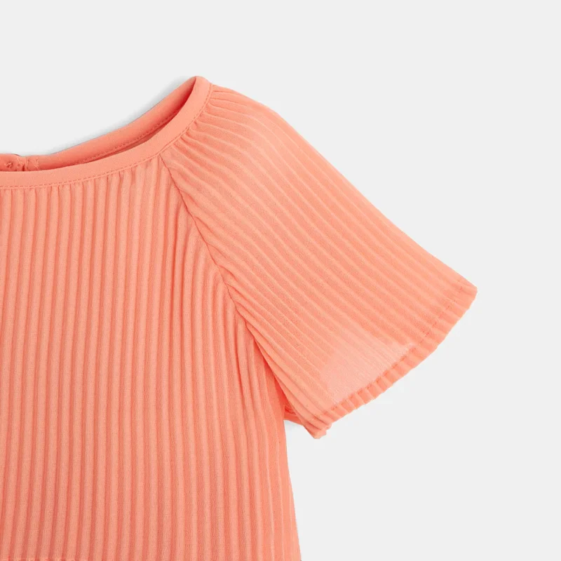 Robe plissée unie orange bébé fille Orange