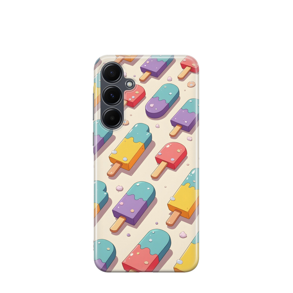 Samsung Galaxy A55 Gummi Hülle Eis am Stiel 1 - Blau / Gelb / Rot