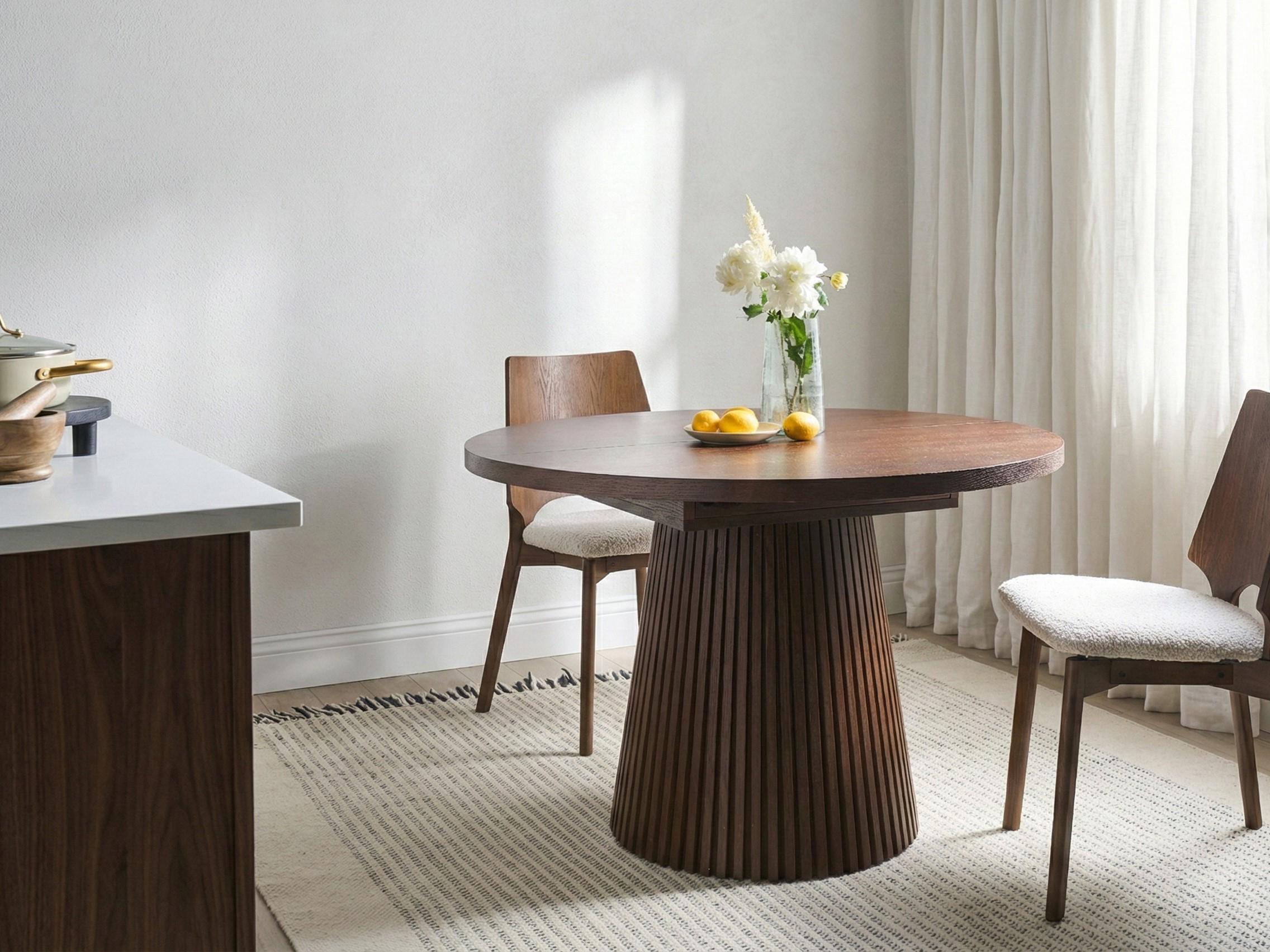 Eettafel uitschuifbaar MOORE Donker essenhout 120 cm 120/160 cm