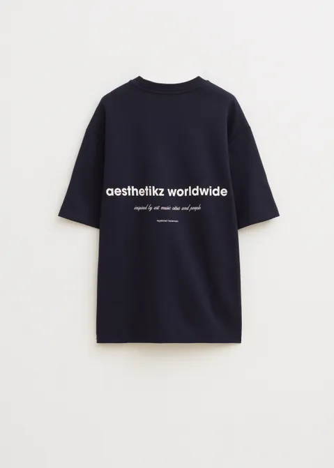 T-shirt met print worldwide blauw (BLW.D)