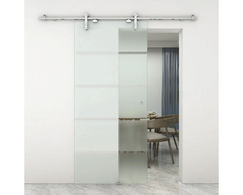 Pertura glazen schuifdeur complete set Neta 4-Stripes 920 x 2043 x 8 mm Links/Rechts incl. Tildra RVS beslag, softclose mechanisme, verzonken handgreep