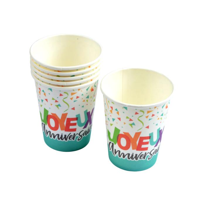 SET 6 GOBELETS CARTON 25CL HAPPY CONFETTIS