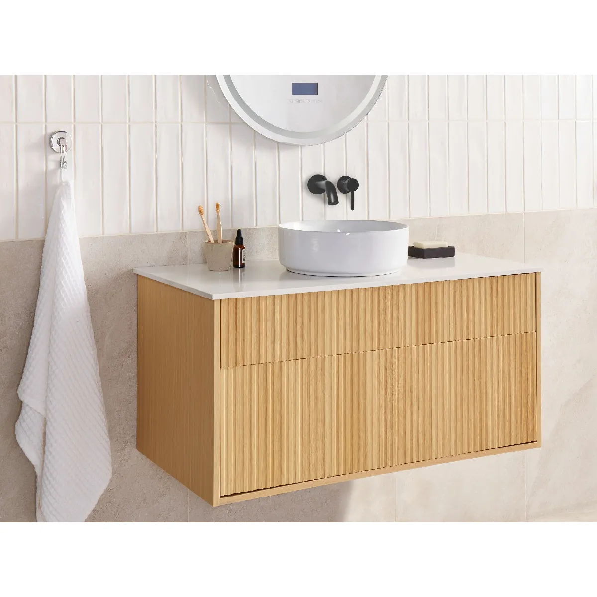 Beliani Meuble SDB BEXTI - Bois clair