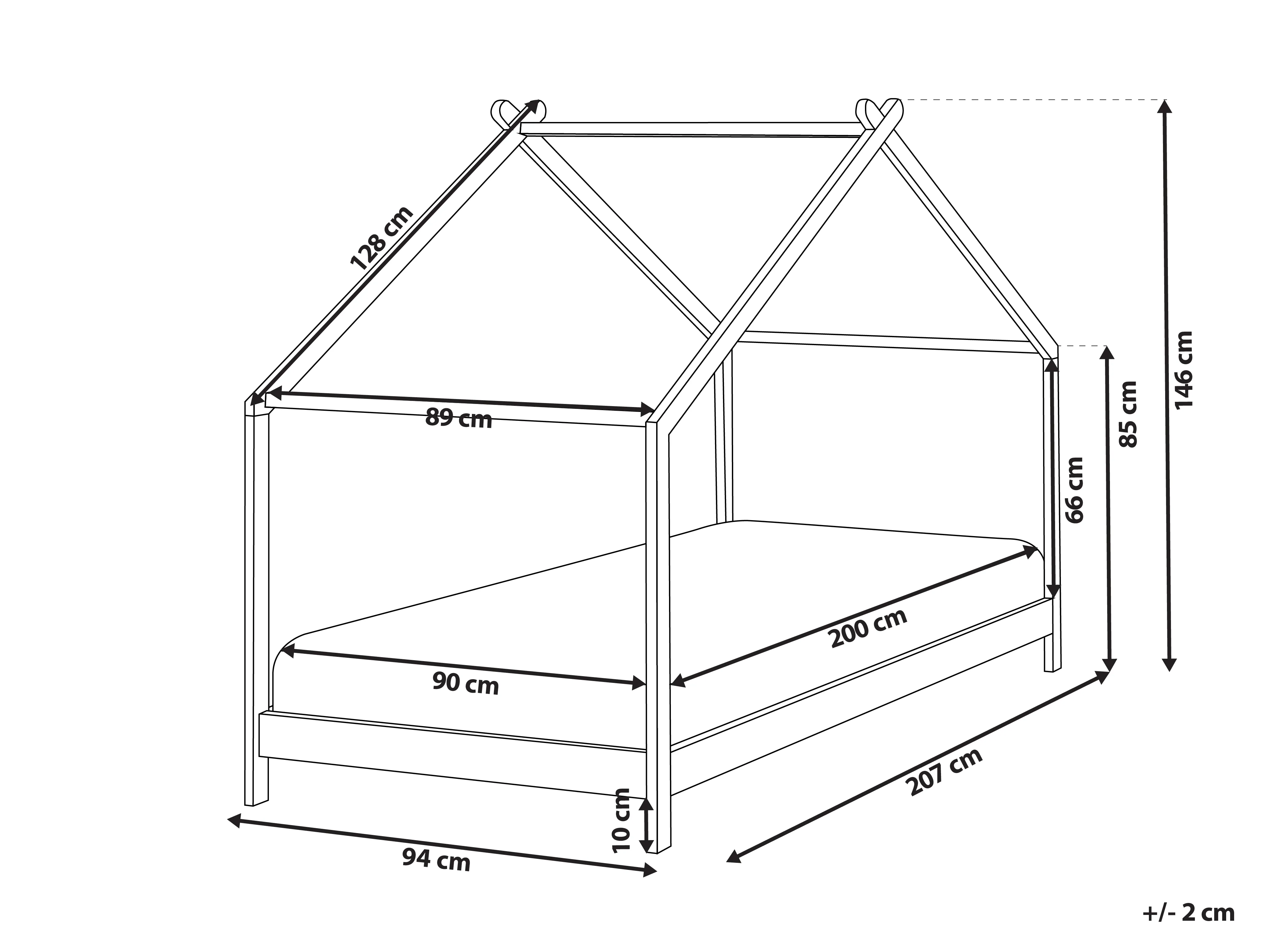 Kinderbed Huis Dennenhout ORLU 90 x 200 cm Grijs