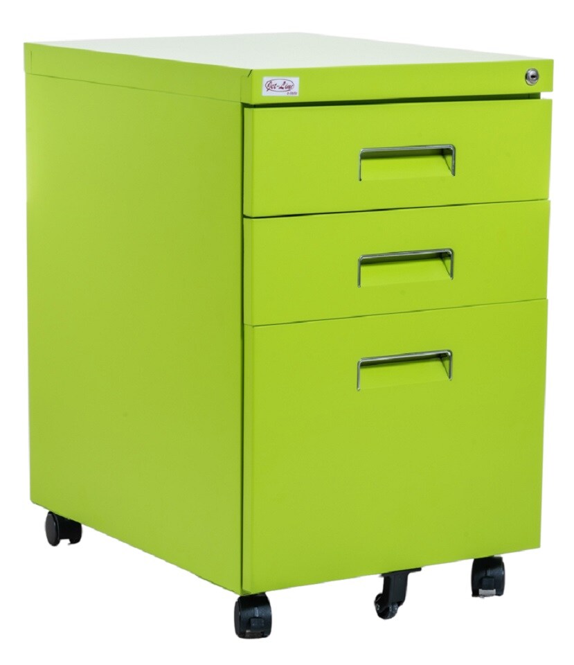 Jet-Line Büro Rollcontainer 3 Schubladen Haengeregistratur PAUL gruen Bürocontainer